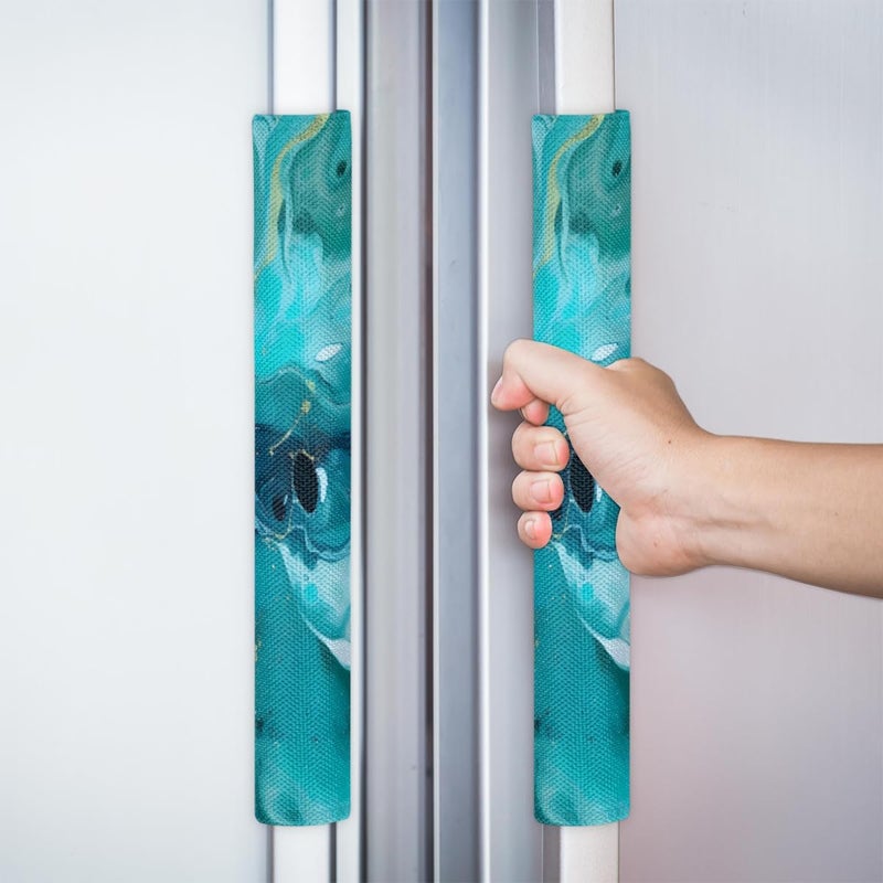 DXTKWL Teal Green Marble Print Refrigerator Door Handle Covers Set of 2 Kitchen Appliance Handle Covers Protector for Fridge Microwave Stove Oven Dishwasher - Image 5